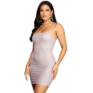 NWT Windsor Issa Celebration Glitter Sparkly Pink Mini Dress S Small Disco Party